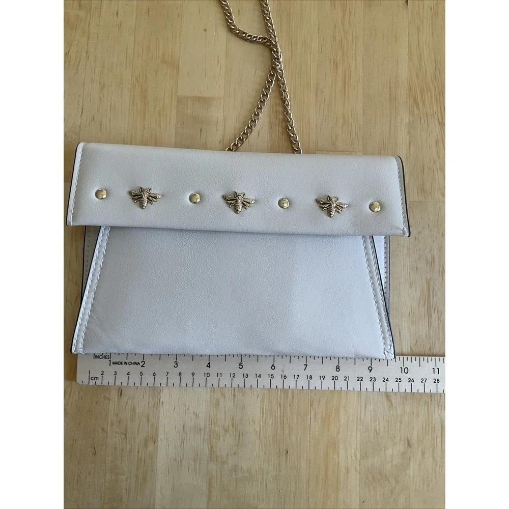 Jeweled‎ Bee Clutch Leather Snap Pouches Jewels Chain Women's Clutch